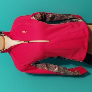 Women's Brownings Pink Camo Large 1/2 zip Pullover Jacet